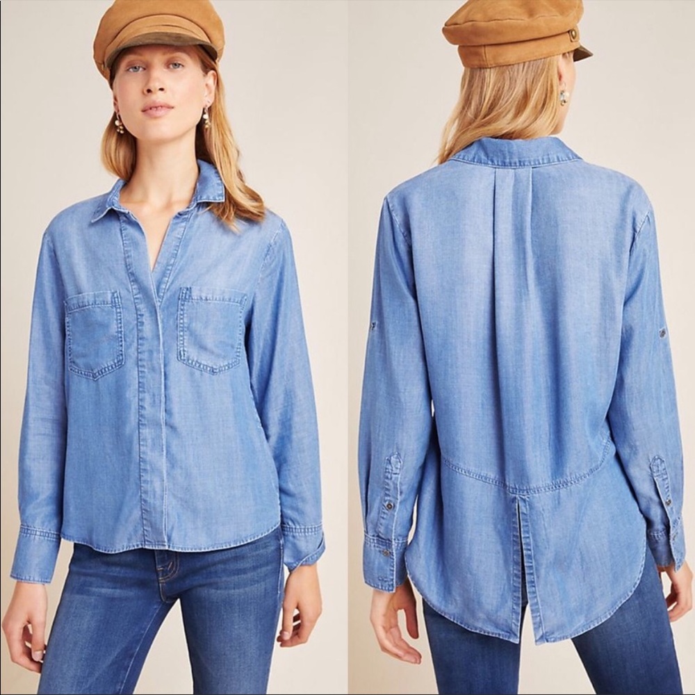 Anthropologie Denim Button Up Top
